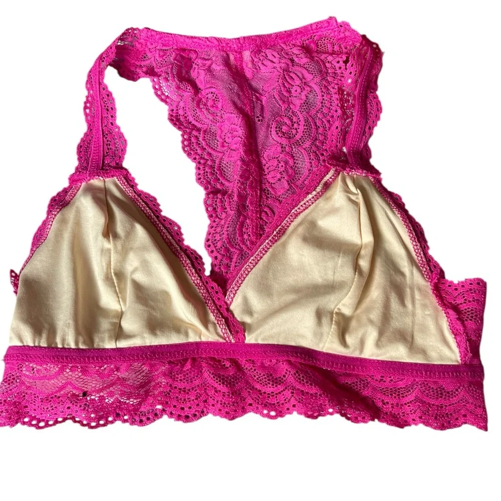 Francesca's Lace Racerback Bralette Hot Pink Size Small - Picture 6 of 7